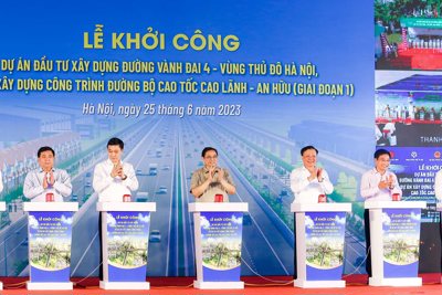 Toàn cảnh lễ khởi công dự án đường Vành đai 4 - Vùng Thủ đô tại Hà Nội
