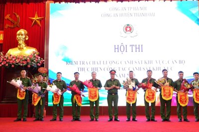 Công an huyện Thanh Oai kiểm tra chất lượng 60 cảnh sát khu vực năm 2023