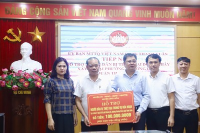 Huyện Ứng Hoà hỗ trợ gia đình nạn nhân vụ cháy tại quận Thanh Xuân