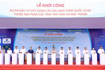 Khởi công cầu Đại Ngãi 8.000 tỷ đồng, nối Trà Vinh và Sóc Trăng