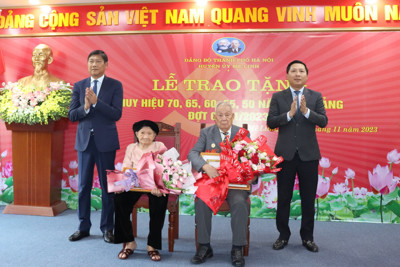 Huyện Mê Linh trao Huy hiệu Đảng cho 97 đảng viên đợt 7/11