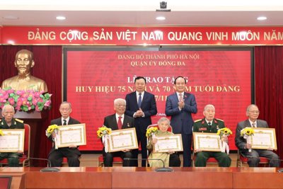 Chủ tịch HĐND TP Nguyễn Ngọc Tuấn trao Huy hiệu Đảng tại quận Đống Đa