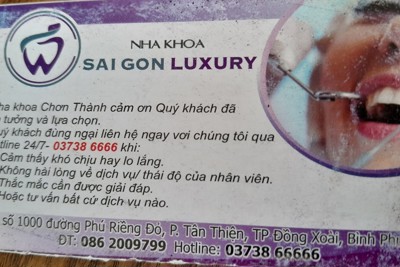 Nhà khoa Sài Gòn Luxury TP Đồng Xoài đã hoàn tiền lại cho bệnh nhân