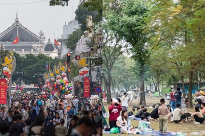Người dân tấp nập đổ về điểm vui chơi ở Hà Nội dịp Tết Dương lịch