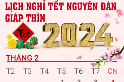 Lịch nghỉ Tết Nguyên đán Giáp Thìn 2024