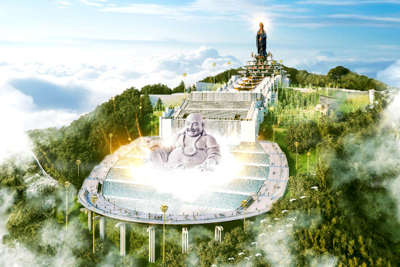 Sắp khai quang tượng Phật Di Lặc nặng 5.112 tấn trên núi Bà Đen