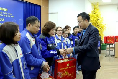 Lãnh đạo LĐLĐ Hà Nội tặng quà Tết cho công nhân có hoàn cảnh khó khăn