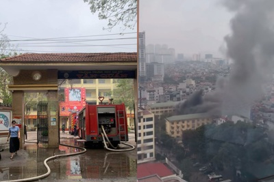 Kịp thời khống chế đám cháy tại trường THCS Văn Quán, quận Hà Đông