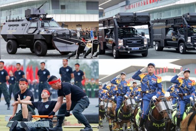 Dàn xe đặc chủng với hơn 5.000 Cảnh sát cơ động diễu hành ngày truyền thống