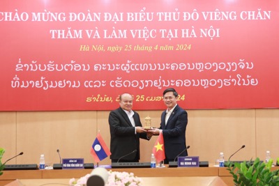 Phó Chủ tịch UBND TP Hà Minh Hải tiếp Đoàn đại biểu Thủ đô Vientiane