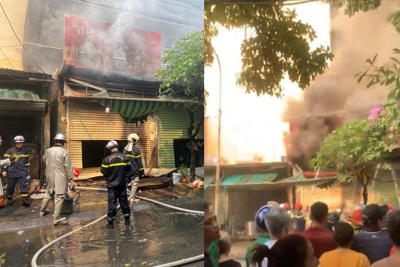 Hà Nội: cháy dãy ki ốt trên đường Phạm Văn Đồng