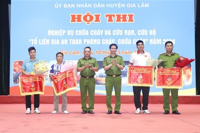 Huyện Gia Lâm: 176 vận động viên tham gia hội thi nghiệp vụ chữa cháy