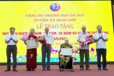 Huyện Hoài Đức trao Huy hiệu Đảng cho 124 đảng viên lão thành