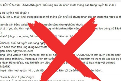 Vietcombank cảnh báo giả mạo