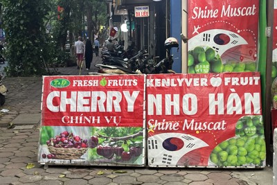 Nhiều cửa hàng Klever Fruit ngang nhiên chiếm dụng vỉa hè làm nơi kinh doanh