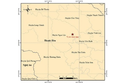 Động đất hơn 4 độ tại Thanh Hoá