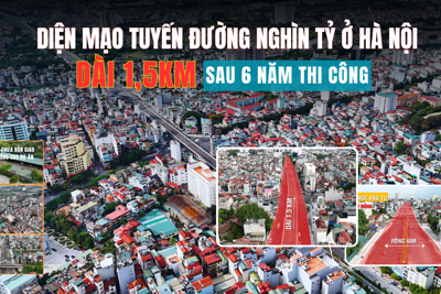 Diện mạo tuyến đường nghìn tỷ dài 1,5km ở Hà Nội sau 6 năm thi công