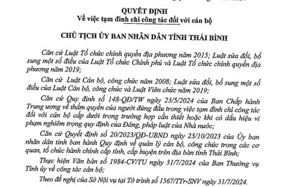 Tạm đình chỉ công tác Giám đốc Sở Giáo dục và Đào tạo Thái Bình 