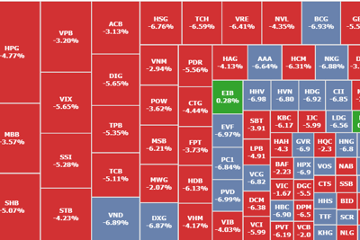 Thị trường kết phiên "rực lửa", cổ phiếu la liệt giảm sàn