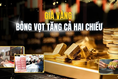 Giá vàng vọt tăng mạnh cả hai chiều