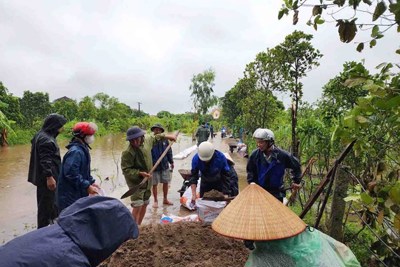 Thái Bình: mưa lớn, nhiều nơi bị ngập sâu