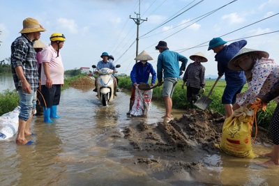 Huyện Chương Mỹ: Nước sông Bùi rút chậm, nhiều khu vực vẫn ngập sâu