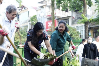 Lãnh đạo TP Hà Nội cùng toàn dân tham gia tổng vệ sinh môi trường khắc phục hậu quả bão