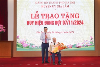 Đảng bộ huyện Gia Lâm: trao Huy hiệu Đảng đợt 7/11 cho 178 đảng viên