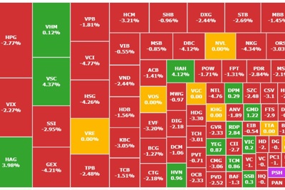 Sắc đỏ bao trùm, VN-Index lùi về sát mốc 1.230 điểm