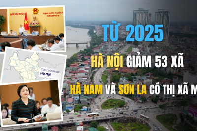 Từ 2025, Hà Nội giảm 53 xã, Hà Nam và Sơn La có thị xã mới