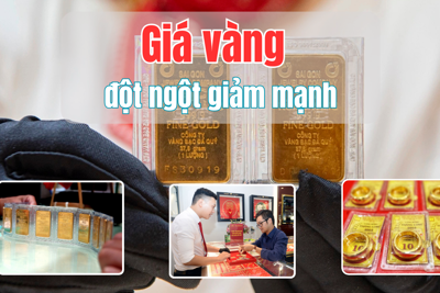 Giá vàng đột ngột giảm mạnh