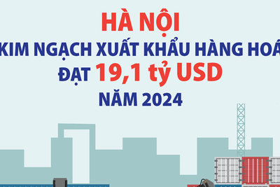 Năm 2024, tổng kim ngạch xuất khẩu của Hà Nội đạt hơn 19,1 tỷ USD