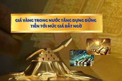 Giá vàng trong nước tăng dựng đứng, tiến tới mức giá bất ngờ