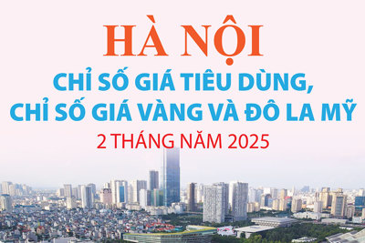 Hà Nội: chỉ số giá tiêu dùng, vàng và đô la 2 tháng năm 2025 tăng