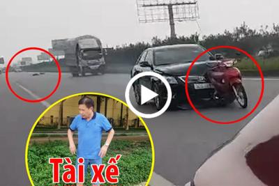 [Clip] Toàn cảnh vụ ôtô Camry tông xe máy, kéo lê hàng trăm mét trên đường cao tốc Hà Nội – Bắc Giang