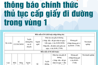 [Infographic] Chi tiết các bước cấp giấy đi đường, thẻ mua hàng cho 6 nhóm đối tượng ở Hà Nội