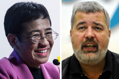 Hai nhà báo của Philippines và Nga giành giải Nobel Hòa bình 2021