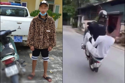 Hà Nội: Xử phạt nam thanh niên "bốc đầu" xe máy khoe trên facebook và Tiktok