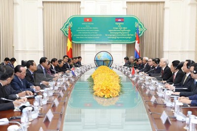 Tổng Bí thư hội kiến Thủ tướng Chính phủ Hoàng gia Campuchia