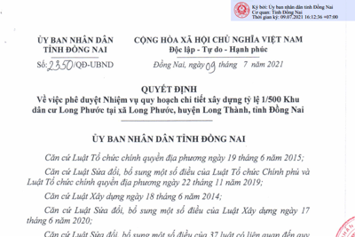 Đồng Nai: Duyệt quy hoạch chi tiết Khu dân cư hơn 46ha tại huyện Long Thành