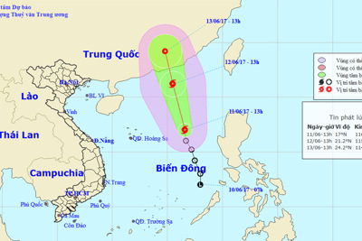 Áp thấp nhiệt đới trên Biển Đông mạnh lên thành bão