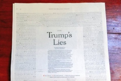 New York Times đăng kín 1 trang các phát ngôn không chính xác của ông Trump