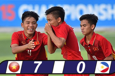 Thắng đậm, U15 Việt Nam tạm vươn lên đầu bảng B