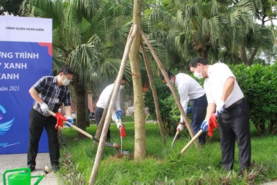 Quận Hoàn Kiếm trồng bổ sung cây xanh tại Vườn hoa Bác Cổ