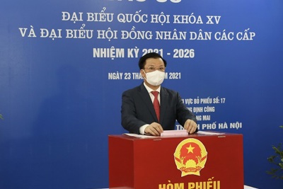 [Ảnh] Lãnh đạo thành phố Hà Nội đi bầu cử