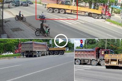 [Clip] Khoảnh khắc xe ben tông xe container đang sang đường