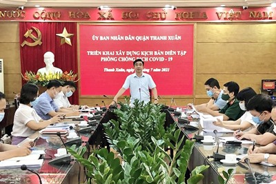 Quận Thanh Xuân: Diễn tập phòng, chống dịch Covid-19 quy mô cấp phường