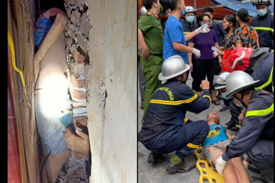 Hà Nội: Bé trai mắc kẹt trong khe tường hơn 1 ngày được cảnh sát giải cứu kịp thời