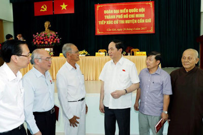 Chủ tịch nước tiếp xúc cử tri huyện Cần Giờ của TP Hồ Chí Minh