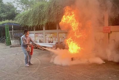 Công an huyện Mê Linh tập huấn phòng cháy, chữa cháy cho gần 3.000 người